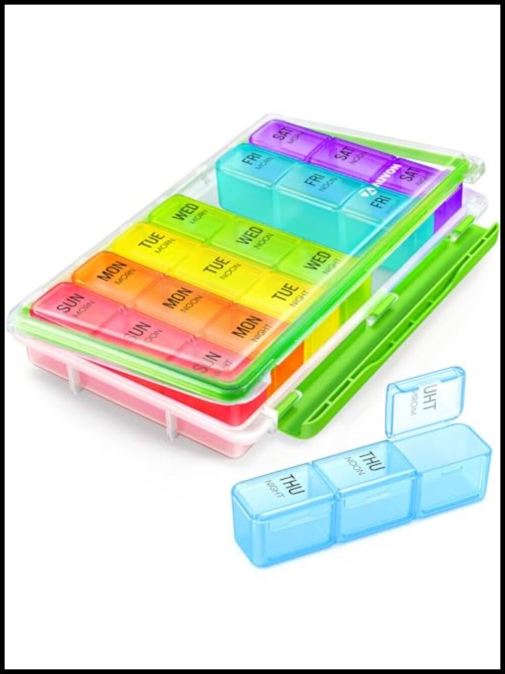 Weekly Pill Organizer 3 Times a Day Moistureproof BPA-Free 21 Compartments
